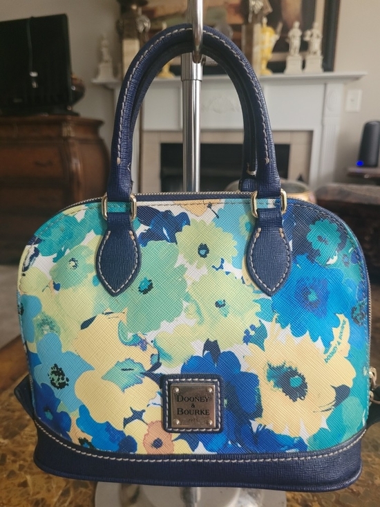 Dooney & Bourke Handbags - Dooney & Bourke Floral Dome Satchel - Blue, Teal, Yellow